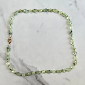 Genuine Prehnite Gemstone Bead Necklace